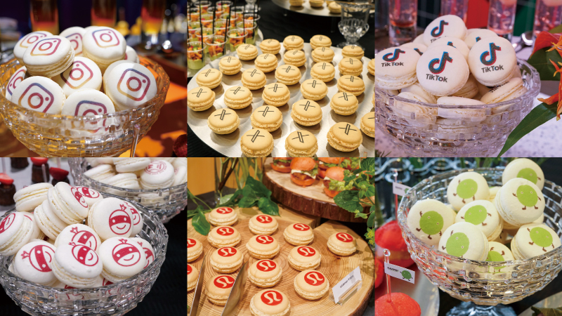 企業レセプションで人気のオリジナルロゴ入りマカロン｜オモイデファクトリー